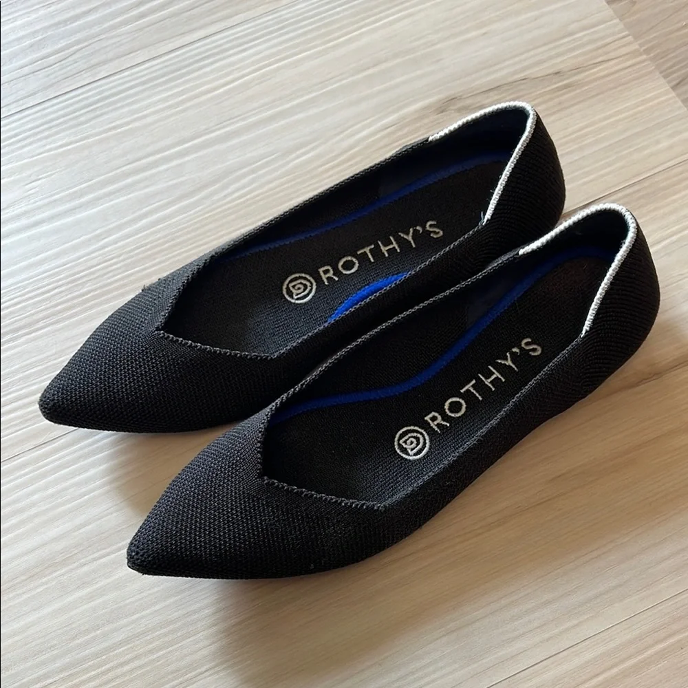 Rothy's Black Flats Elegant Minimalist Design - Picture 4 of 5